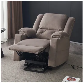 Ulife Massagesessel TV-Sessel mit Aufstehhilfe und Liegefunktion Elektrischer, Massagefunktion, Heizfunktion, Massagesessel mit Fernbedienung braun