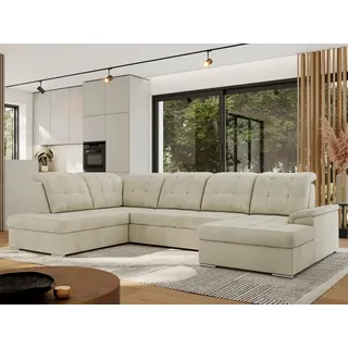 MKS Meble Eckcouch Samt U-Form 3-Sitzer Beige