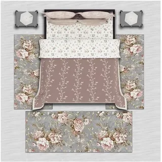 Bettumrandung 3 Teilig Teppich Läufer Flur Rutschfest Waschbarer 3D Teppich Modern Geometrisch Bettumrandung Schlafzimmer 3Teilig Kurzflor Teppich bettvorleger Läufer Teppich ,Blau,2x80x150+1x80x300