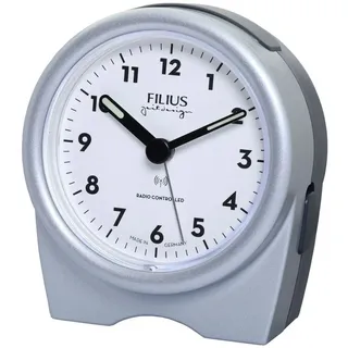 FILIUS zeitdesign Funkwecker FILIUS Funk Wecker 0542-19, silber Snooze geräuscharm Beleuchtung silberfarben