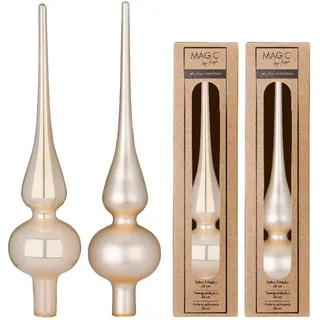 Inge-glas Christbaumspitze Glas 26cm x 1 Stück Matt oder Glanz Sortiert Creme Champagne, Gold,braun
