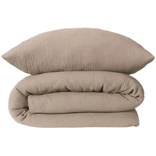 SCHIESSER Molly Uni Taupe 135 x 200 cm + 80 x 80 cm