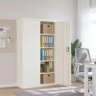 Festnight Aktenschrank Metall mit Doppeltüren,Verstellbare Ablagen, Büroschrank Abschließbar Metallschrank Weiß Werkzeugschrank Stahlschrank Stahlschrank Aktenschrank Abschließbar 105x40x180 cm