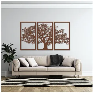 EYOKA Wanddekoobjekt 3D Wandbild aus Holz Wanddeko Moderne Holzkunst 6mm stark, Wanddekoration für Wohnzimmer Schlafzimmer Büro Küche mit Klebepads braun 90 cm x 48 cm