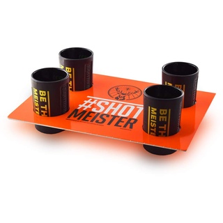 BestPlug Original 2cl Shot-Glas Set schwarz von Jägermeister ® 4x schwarze Shot-Gläser Cup Cup's mit Tablett