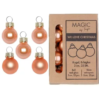 Weihnachtskugeln Glas 2cm x 25 Stück in Kartonbox Christbaumkugeln apricot Sweet Melon