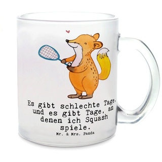 Mr. & Mrs. Panda Teeglas Fuchs Squash spielen - Transparent - Geschenk, Teetasse, Tasse, Squas, Premium Glas, Liebevolle Gestaltung