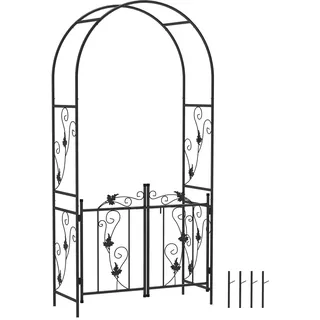 Gartenbogen Rosenbogen Aus Stahl Mit Doppeltür Für Hochzeiten Und Gartendekoration 107 X 45 X 217 Cm Schwarz
