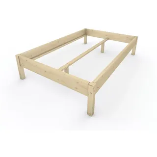 TUGA-Holztech Massivholzbett Holzbett Naturholzbett 140 x 220 cm 48 cm Bettgestell ohne Kopfteil, Br 70 80 90 100 120 140 160 180 200 Lg 200 220 H=38/48/58 cm 140 cm x 220 cm x 48 cm