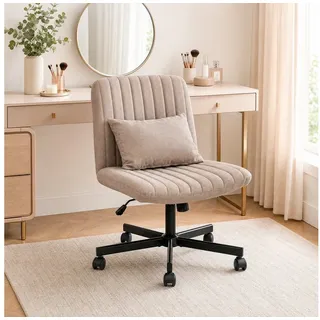 MODFU Bürostuhl für Homeoffice, höhenverstellbarer Drehstuhl ohne Armlehne (Moderner Bürostuhl Leise Rollen & Polsterkissen, eleganter Stoffbezug, 1 St), 67x92x67 cm Ideal für Arbeitszimmer, Wohnzimmer & Besprechungsbereich