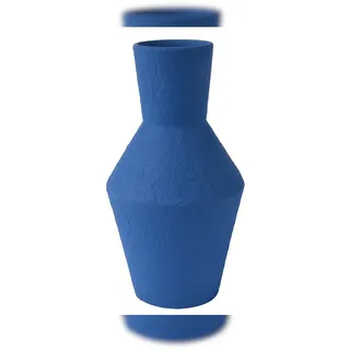 Decoris Vase Terrakotta 11x21cm Deko Blumenvase blau handgemacht - Stabile Tischvase - Wohnzimmer Deko - Keramikvase Modern Rund - Tulpenvase - Flower Vases