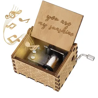 Hölzerne Spieluhr You Are My Sunshine Handkurbel Spieluhren Antike Geschnitzte Musik Box Holz für Geburtstags Valentinstag Weihnachten Geschenk