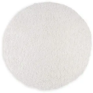 WohnDirect Premium Hochflor Badezimmerteppich Weiß • Rutschfester & Extra Flauschiger Badvorleger • Badteppich, Badematte Rund Ø 70 cm