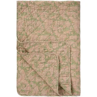IB Laursen Quilt mit grünem & rosa Paisleymuster | Skandinavischer Baumwoll-Traum, 180 x 130 cm