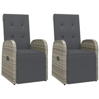 vidaXL Polyrattan Garten-Liegestuhl 57 x 69 x 106 cm grau inkl. Kissen 2 St.