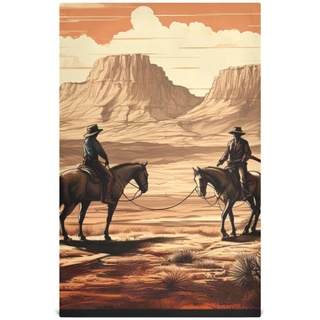 RPLIFE Geschirrtuch-Set, Motiv: Zwei Menschen sind in der Wüste mit Kakteen und Pferden, 71,1 x 45,7 cm, Küchenhandtücher, saugfähig, bedruckte Handtücher