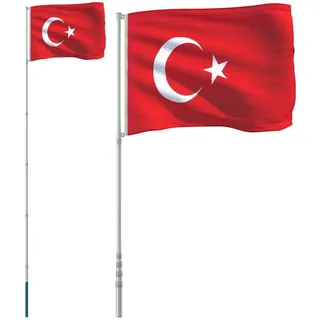vidaXL Flagge der Türkei mit Mast 5,55 m Aluminium
