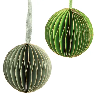 Weihnachtskugeln Papier Wabenkugeln Grün Gold 7cm 4 Stk Deko