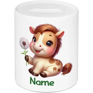 GRAZDesign Spardose Kinder mit Namen personalisiert Pferd Motiv für Junge und Mädchen, Geldgeschenk