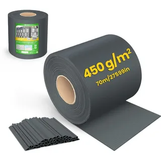 VOUNOT VOUNOT® PVC Sichtschutzstreifen für Doppelstabmatten 70m x 19cm, 40 Befestigungsclips, Anthrazit