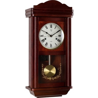 MAXSTORE Pendelwanduhr Mechanische Retro Vintage Uhr Regulator Pendeluhr (Theseus, Mahagoni, 58 x 27,5 x 12,5 cm) braun
