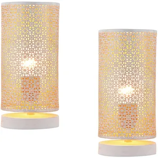 Tischlampe Nachttischlampe Leuchte 2er Set Metall Weiß Orientalisch 25 cm E27