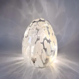 Skeadex Osterdeko LED Osterei, Deko Ostereier Glas mit LED Licht Oster Deko Innen Leuchtende Ostereier Nachtlicht Ostern Tischdeko LED Osterbeleuchtung Deko Eier Groß für Frühlingsdeko Osterdeko (B)