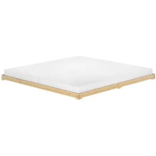 Erst-Holz Niedriges Bodenbett 200x200 Kiefer natur, Niederflurbett, Futonbett, V-60.47K-20 Rollrost und Matratze inkl.