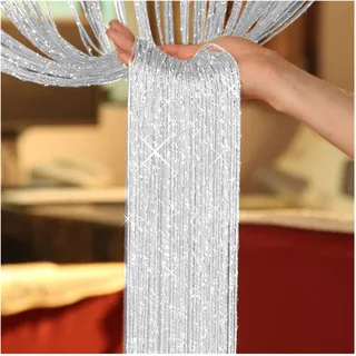 KURTIK Türvorhang Kristall,Fadenvorhang 1 stück Glitter String türvorhang perlen Raumteiler Perlen Fransen Fenster Panel Schlafzimmer Quaste Kristall Hängende Vorhang Wohnkultur (Color : White)