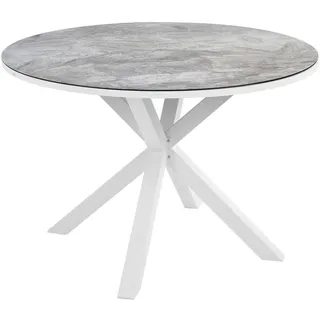 Beliani Maletto Gartentisch Ø 120 x 75 cm Grau/Weiß