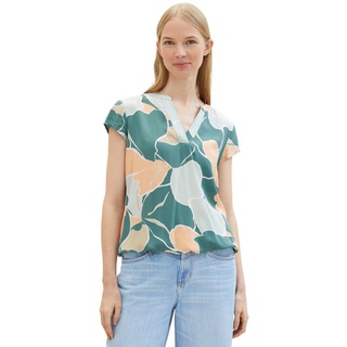 TOM TAILOR Damen Kurzarm-Bluse mit Muster , abstract flower print, 36