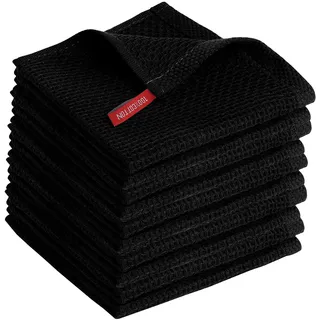 SFTXEY Geschirrtücher 100% Baumwolle (10er Set) 30 x 30 cm Weiche Handtücher Saugfähige Lappen Reinigung Küchentücher, Schwarz