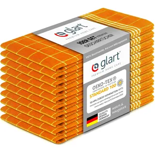 Glart 48YI2 10er Set Küchentücher 50x70 cm aus 100% Baumwolle in gelb, Oeko-TEX Standard 100 Zertifiziert, fusselfrei, waschbar, vorgewaschen für die Küche und Abwasch