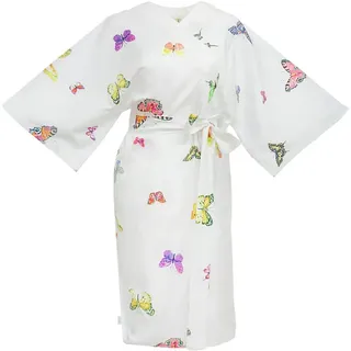 APELT Kimono Lucky, Kurzform, Mako-Satin, Gürtel, GOTS zertifiziert - nachhaltig aus Bio-Baumwolle bunt|weiß
