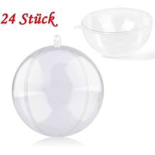 24x Weihnachtskugeln 8cm Acrylkugeln Christbaumkugeln Durchsichtig Transparent