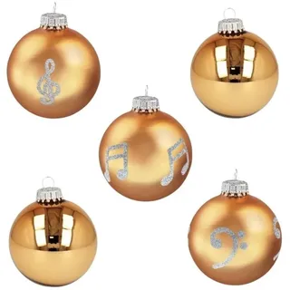 mugesh Weihnachtsbaumkugel 5er-Set Weihnachtskugeln Musikmotive gold, für Musiker goldfarben