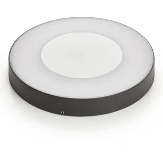 LUCANDE LED Außendeckenleuchte rund Aluminium 27 cm x 3,5 cm inkl. Bewegungsmelder grau