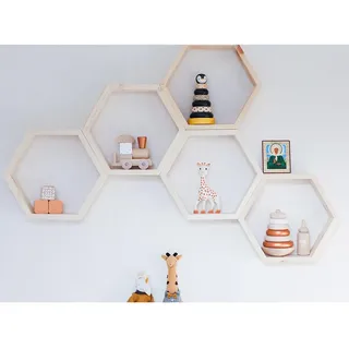 Hanah Home Handgefertigtes Wandregal (5-teilig), Walnussfarben, 31 x 36 x 9 cm | 100% Fichtenholz, zur Wandmontage | Modernes skandinavisches Design, stilvoll und funktional
