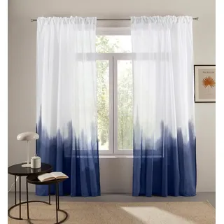 Bruno Banani Gardine Nevalla (1 St), Multifunktionsband, halbtransparent, Baumwolle, Schal mit Farbverlauf, moderner Hingucker, Vorhang, jedes Zimmer blau 130 cm x 145 cm