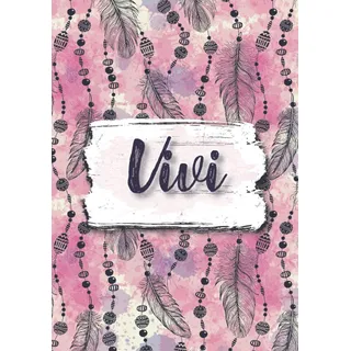 Vivi: Notizbuch A5 | Personalisierter vorname Vivi | Geburtstagsgeschenk für Frau, Mutter, Schwester, Tochter ... | Design: Boho federn | 120 Seiten liniert, Kleinformat A5 (14,8 x 21 cm)