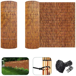 Natürlicher Schilfzaun Bambuszaun Schilfrohrmatte Sichtschutz Garten Balkon Terrasse Bambus Matten 180x180 90x300 100x600 160x500 140x800 150x400cm Schönheit Für Deck Hof Pool UV-Schutz Atmungsaktiv