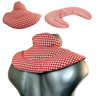 Nackenhörnchen mit Stehkragen - Kirschkernkissen - Nacken-Kissen Wärmekissen - 2 in 1 - Wärme und Kälte möglich - Kissen Kirschkern, rot-weiß