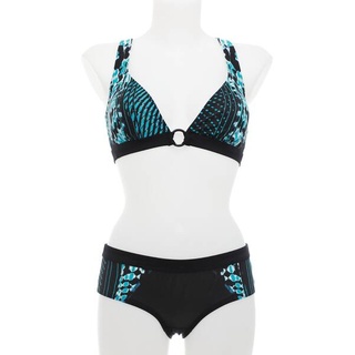 OLYMPIA Damen Bikini Bikini, schwarz/türkis, 36B