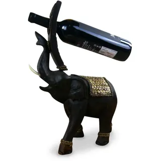 livasia Dekoelefant als Weinflaschenhalter Holzelefant (Handarbeit) asiatischer Flaschenständer/Flaschenhalter, Elefant aus Holz