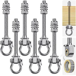 Dolibest 6er Schaukelhaken Holzbalken Lager, 175mm Hängematte Befestigung M10 Schwerlast Hängesessel Aufhängung Betondecke Edelstahl Drehbar Boxsack Deckenhalterung ösenhaken zum Schrauben, Bis 680kg