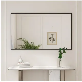 Boromal Wandspiegel groß 100x60cm Spiegel Flur Flurspiegel modern Schwarz mit Alurahmen (Badspiegel eckig, 5mm HD Bleifreier Spiegel), Vertikal, Horizontal, Hängend, Wand gelehnt 100 cm x 60 cm