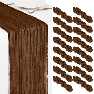 16 Pack Braun Käsetuch Tischläufer 45x275cm Boho Gaze Käsetuch Tischläufer Abwaschbar Romantische Rustikale Tischdekorationen für Hochzeit Party Geburtstag Feiertag Zuhause