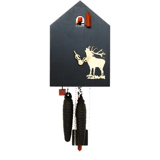 Rombach & Haas Moderne Kuckucksuhr Moderne Tradition Kuckuckshaus schwarz 8-Tagwerk 24 cm