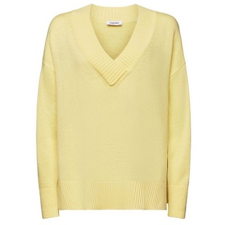 Esprit V-Ausschnitt-Pullover Pullover mit V-Ausschnitt aus Wolle-Kaschmir-Mix gelb