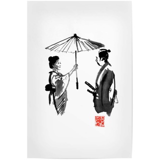 artboxONE Poster 45x30 cm Menschen Umbrella Protection hochwertiger Design Kunstdruck - Bild Umbrella Japan Menschen
